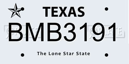 BMB3191 Texas License Plate