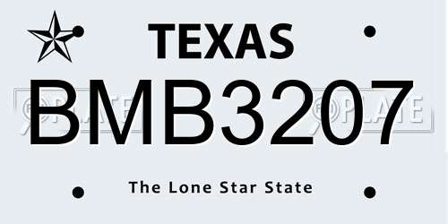 BMB3207 Texas License Plate