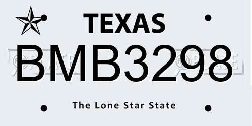BMB3298 Texas License Plate