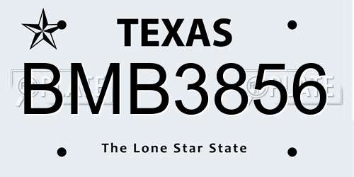 BMB3856 Texas License Plate