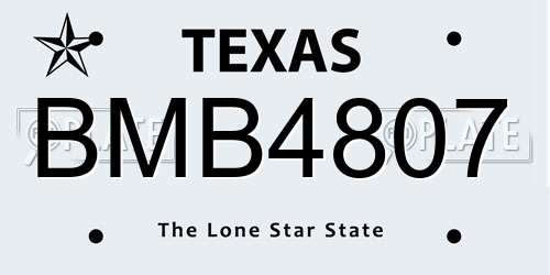 BMB4807 Texas License Plate