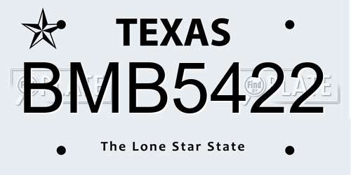 BMB5422 Texas License Plate