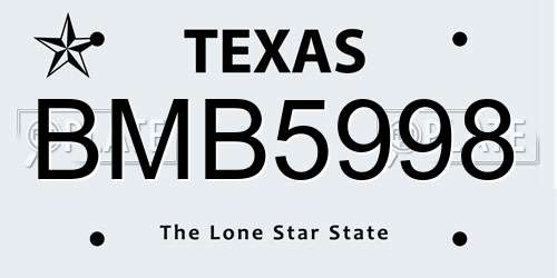 BMB5998 Texas License Plate