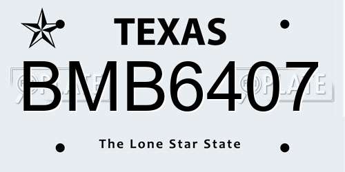 BMB6407 Texas License Plate