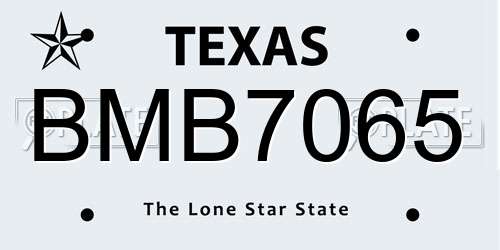 BMB7065 Texas License Plate