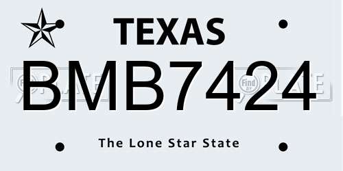 BMB7424 Texas License Plate