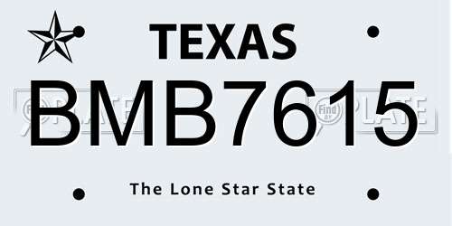 BMB7615 Texas License Plate