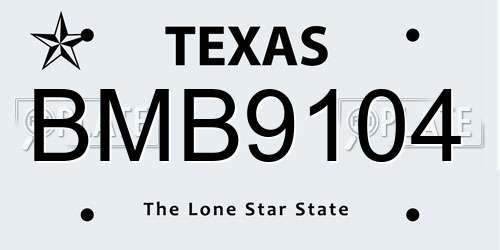 BMB9104 Texas License Plate