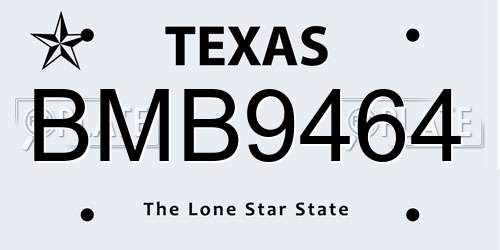 BMB9464 Texas License Plate