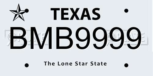 BMB9999 Texas License Plate