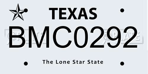BMC0292 Texas License Plate