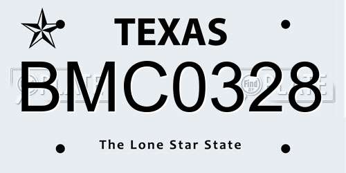 BMC0328 Texas License Plate