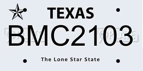BMC2103 Texas License Plate
