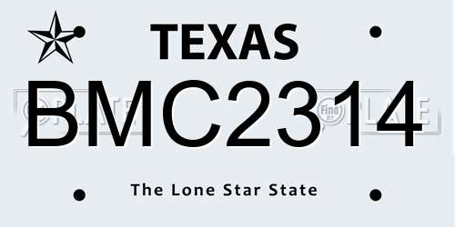 BMC2314 Texas License Plate