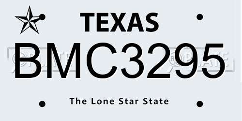 BMC3295 Texas License Plate