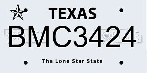 BMC3424 Texas License Plate