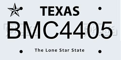 BMC4405 Texas License Plate