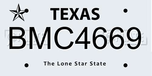 BMC4669 Texas License Plate