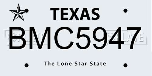 BMC5947 Texas License Plate