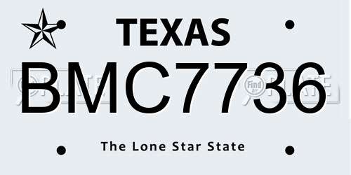 BMC7736 Texas License Plate