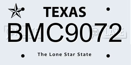 BMC9072 Texas License Plate