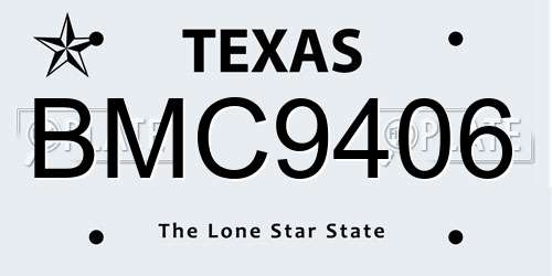 BMC9406 Texas License Plate