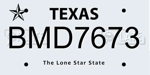 BMD7673 Texas License Plate