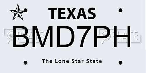 BMD7PH Texas License Plate