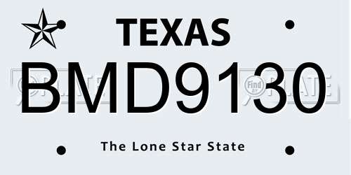 BMD9130 Texas License Plate