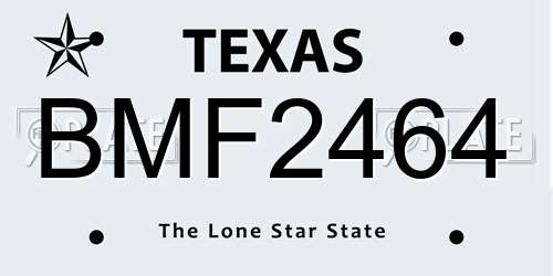 BMF2464 Texas License Plate
