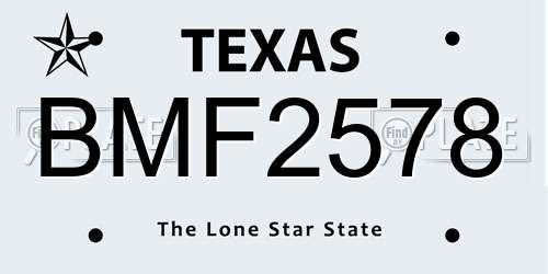 BMF2578 Texas License Plate