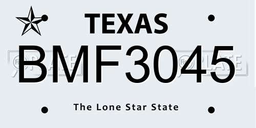 BMF3045 Texas License Plate
