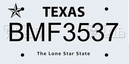 BMF3537 Texas License Plate