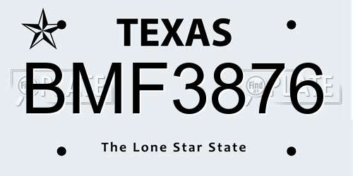 BMF3876 Texas License Plate