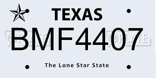 BMF4407 Texas License Plate