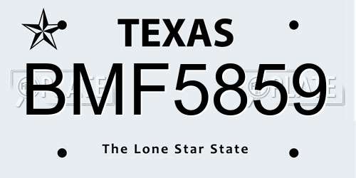 BMF5859 Texas License Plate