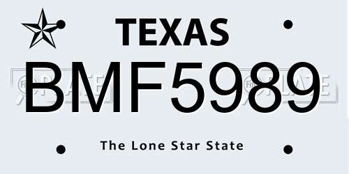 BMF5989 Texas License Plate