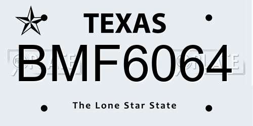 BMF6064 Texas License Plate