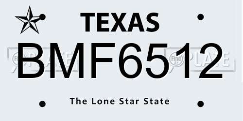 BMF6512 Texas License Plate