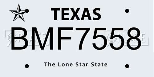 BMF7558 Texas License Plate