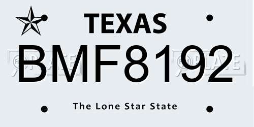 BMF8192 Texas License Plate