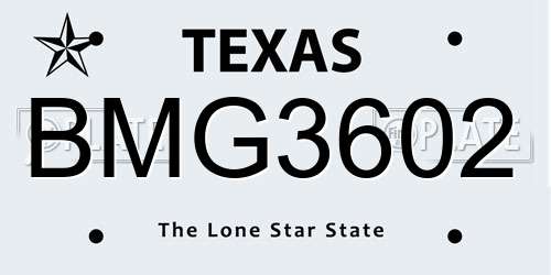 BMG3602 Texas License Plate