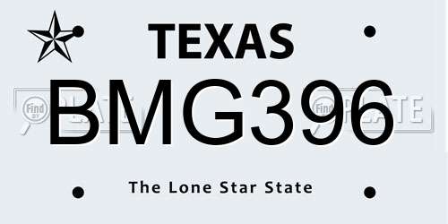 BMG396 Texas License Plate