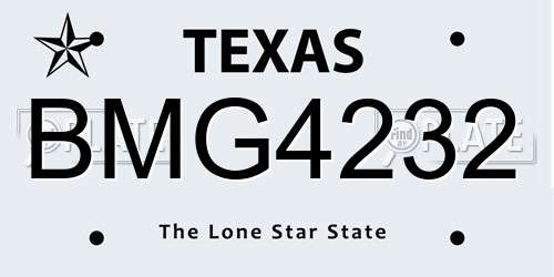 BMG4232 Texas License Plate