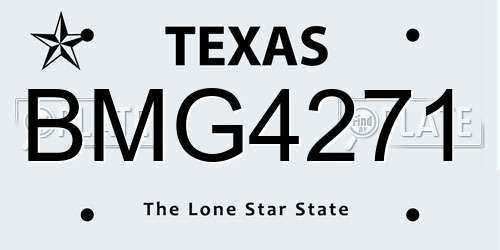 BMG4271 Texas License Plate