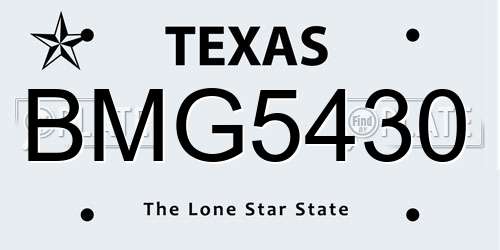 BMG5430 Texas License Plate