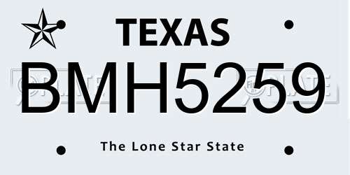BMH5259 Texas License Plate