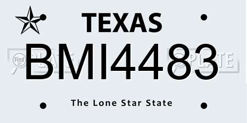 BMI4483 Texas License Plate