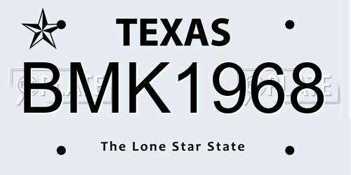 BMK1968 Texas License Plate
