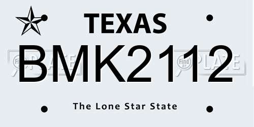 BMK2112 Texas License Plate
